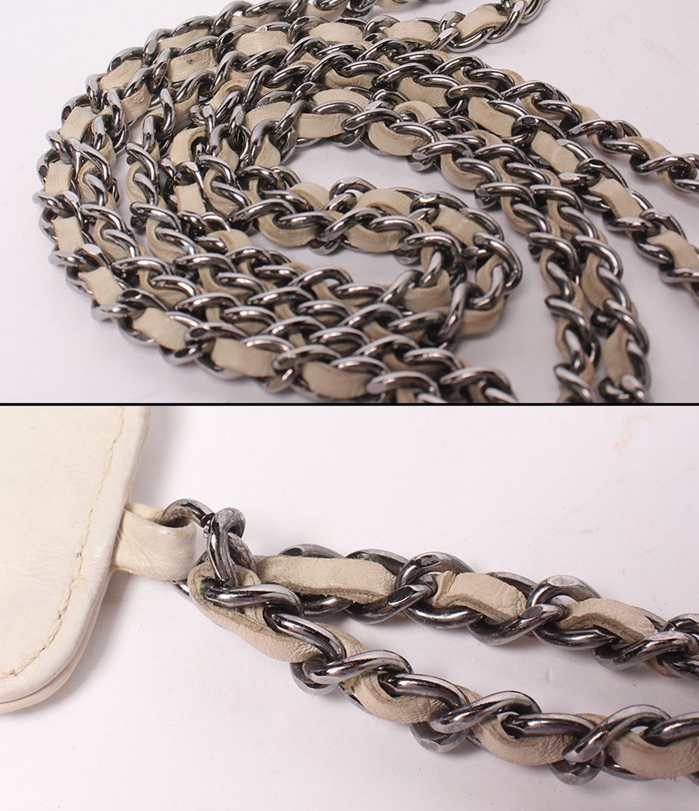 Chanel Chain Shoulder Bag Single Flap Silver Lambskin Choco — view 9