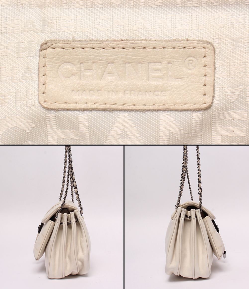 Chanel Chain Shoulder Bag Single Flap Silver Lambskin Choco — view 4