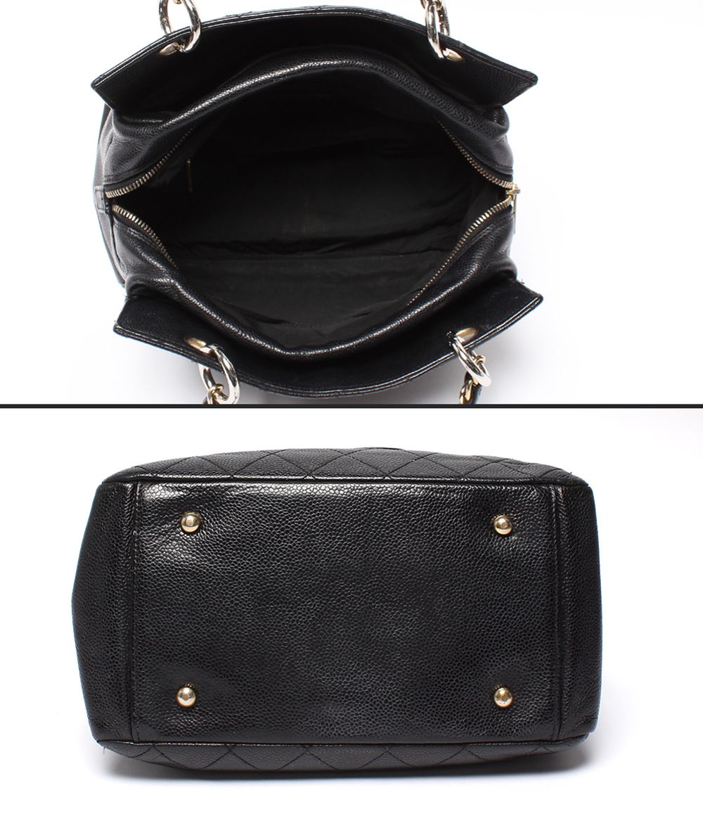 Chanel Chain Shoulder Bag Gold Quilted Caviar Leather