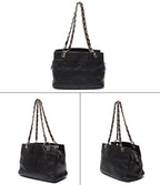 Chanel Chain Shoulder Bag Gold Quilted Caviar Leather
