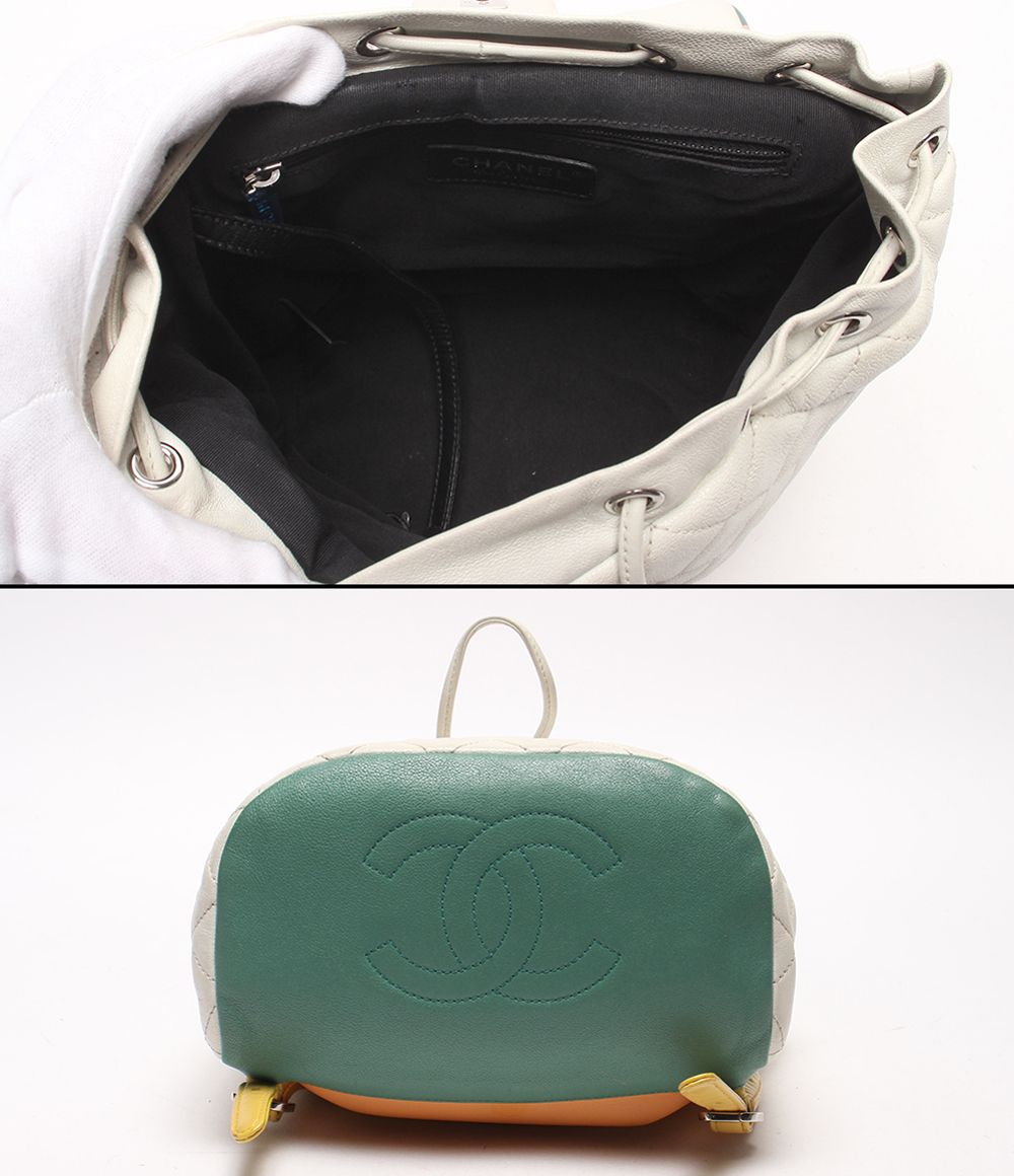 Chanel Backpack Silver Quilted Single Flap Lambskin — view 3