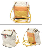 Chanel Backpack Silver Quilted Single Flap Lambskin — view 2