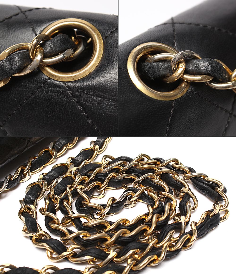 Chanel Chain Shoulder Bag Gold Quilted 25 Lambskin Double Flap — view 7
