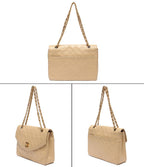 Chanel Chain Shoulder Bag Gold Double Single Flap Lambskin — view 2