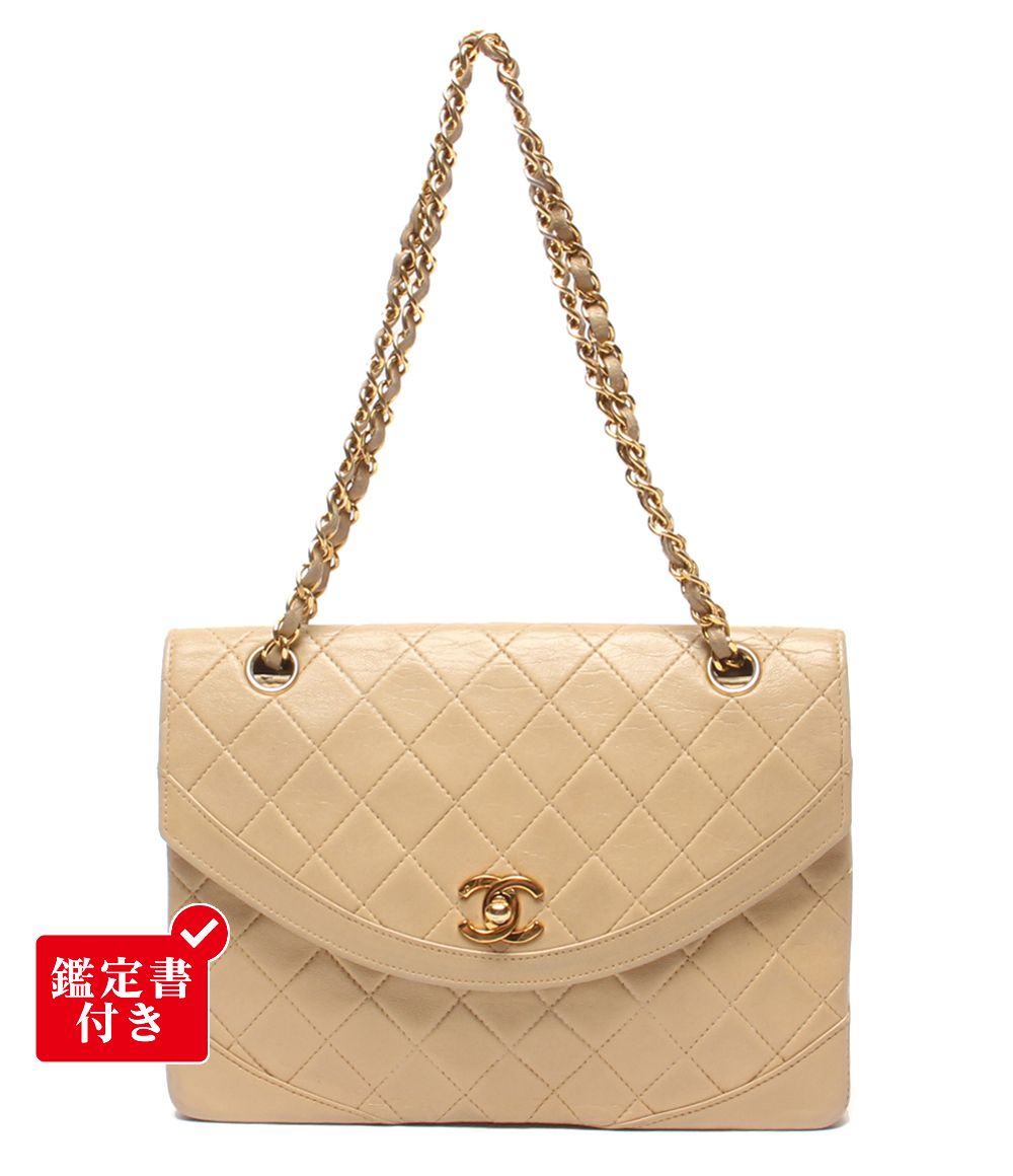 Chanel Chain Shoulder Bag Gold Double Single Flap Lambskin