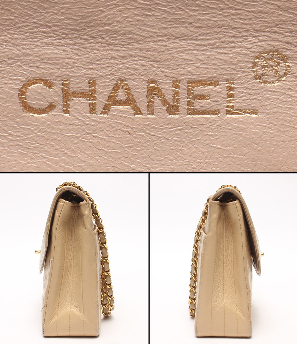 Chanel Chain Shoulder Bag Gold Double Single Flap Lambskin — view 4