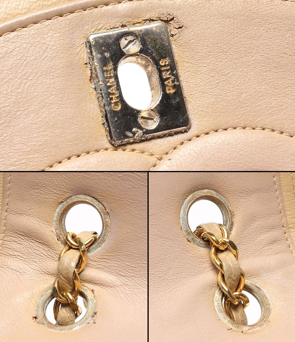 Chanel Chain Shoulder Bag Gold Double Single Flap Lambskin — view 7