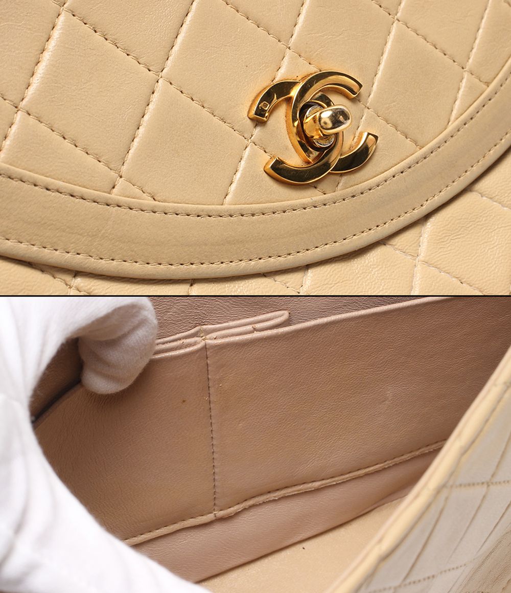 Chanel Chain Shoulder Bag Gold Double Single Flap Lambskin — view 9