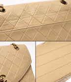 Chanel Chain Shoulder Bag Gold Double Single Flap Lambskin — view 6