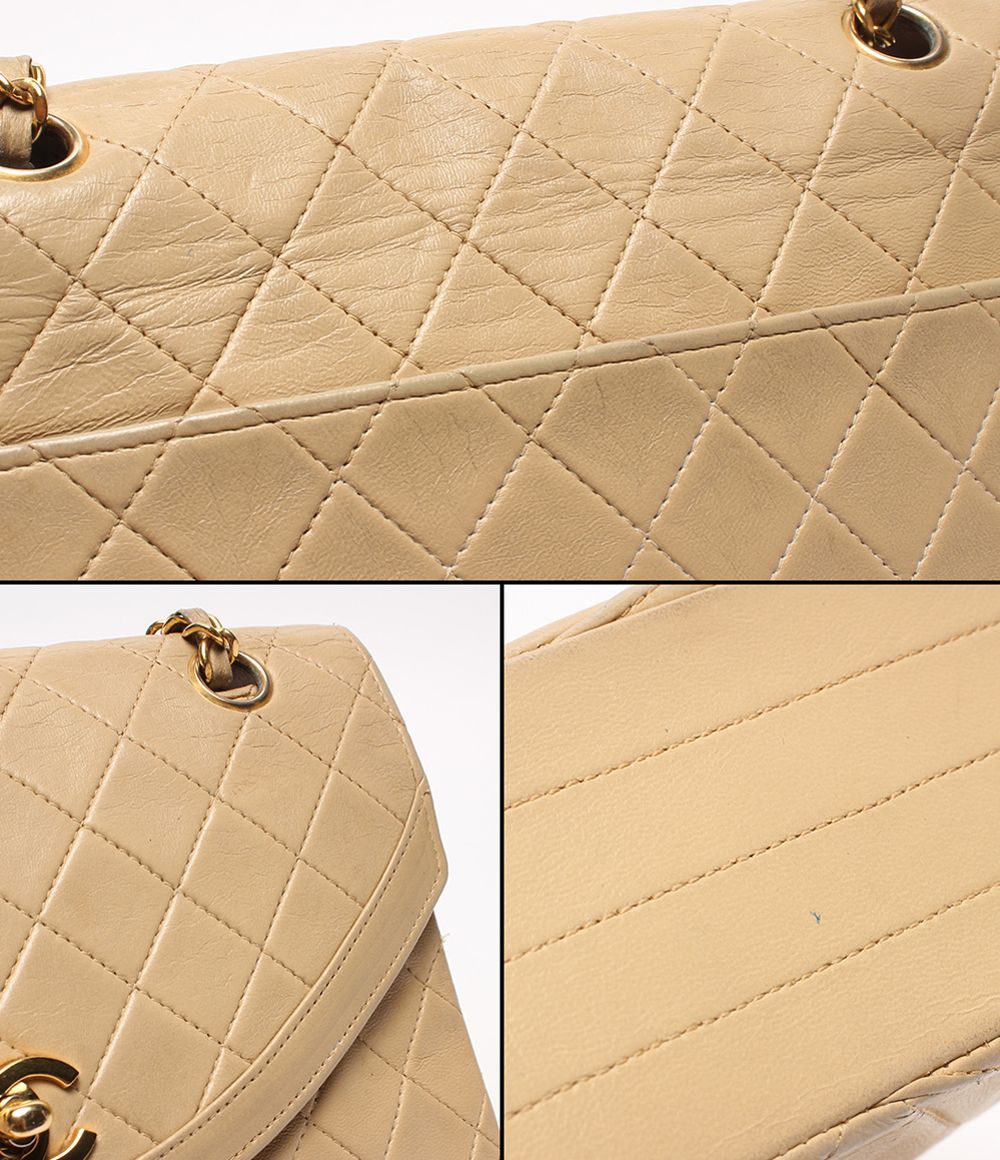 Chanel Chain Shoulder Bag Gold Double Single Flap Lambskin — view 6