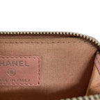 Chanel Coin Case Camellia Pink White Silver L-shaped Zipper Lambskin with — view 7