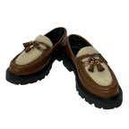 Celine Loafers 35 Margaret Brown White Tassel Triomphe Fleece Leather — view 2