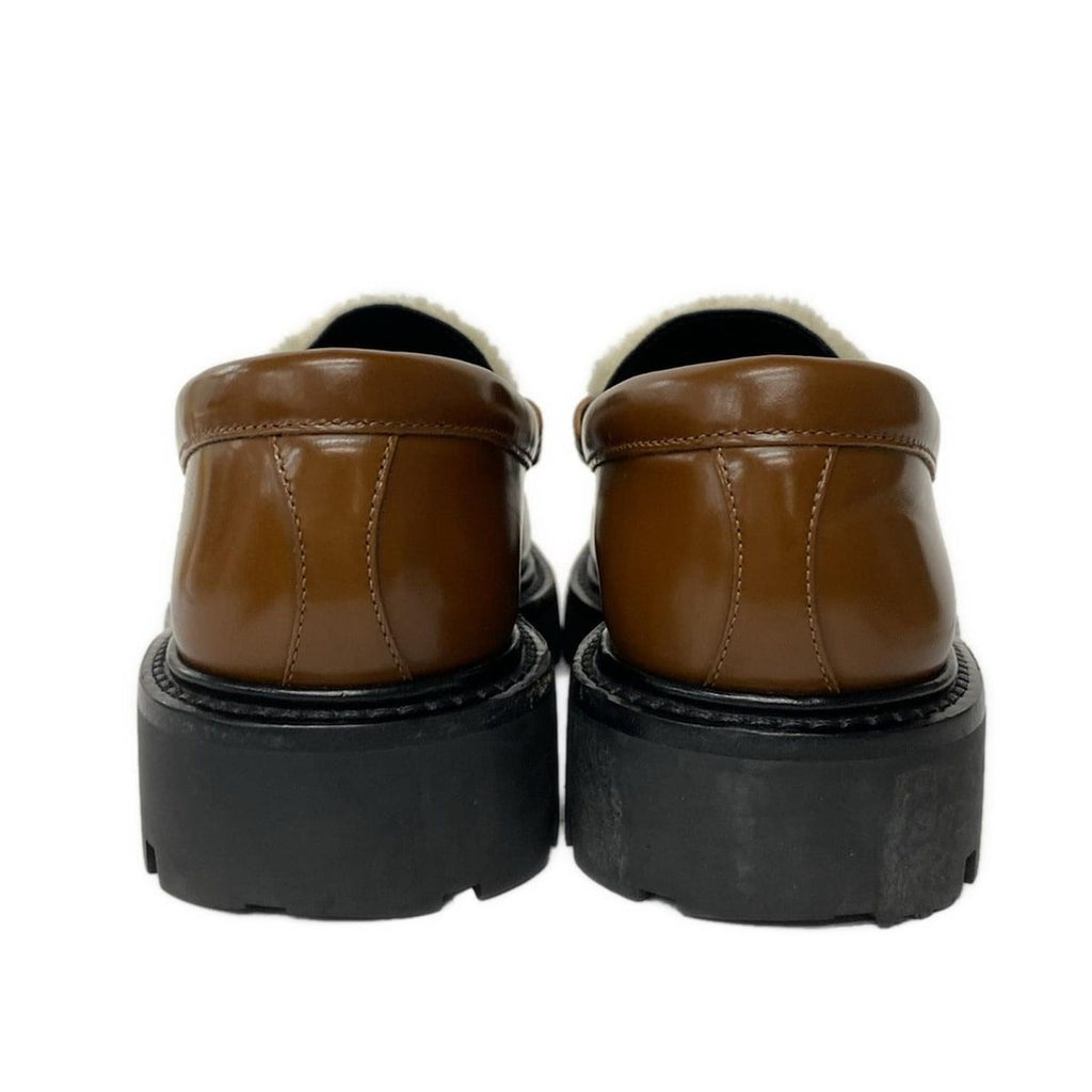 Celine Loafers 35 Margaret Brown White Tassel Triomphe Fleece Leather — view 3