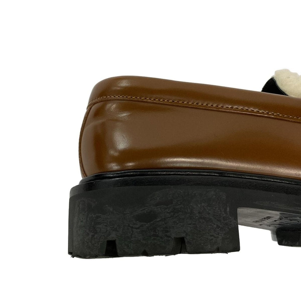 Celine Loafers 35 Margaret Brown White Tassel Triomphe Fleece Leather — view 8