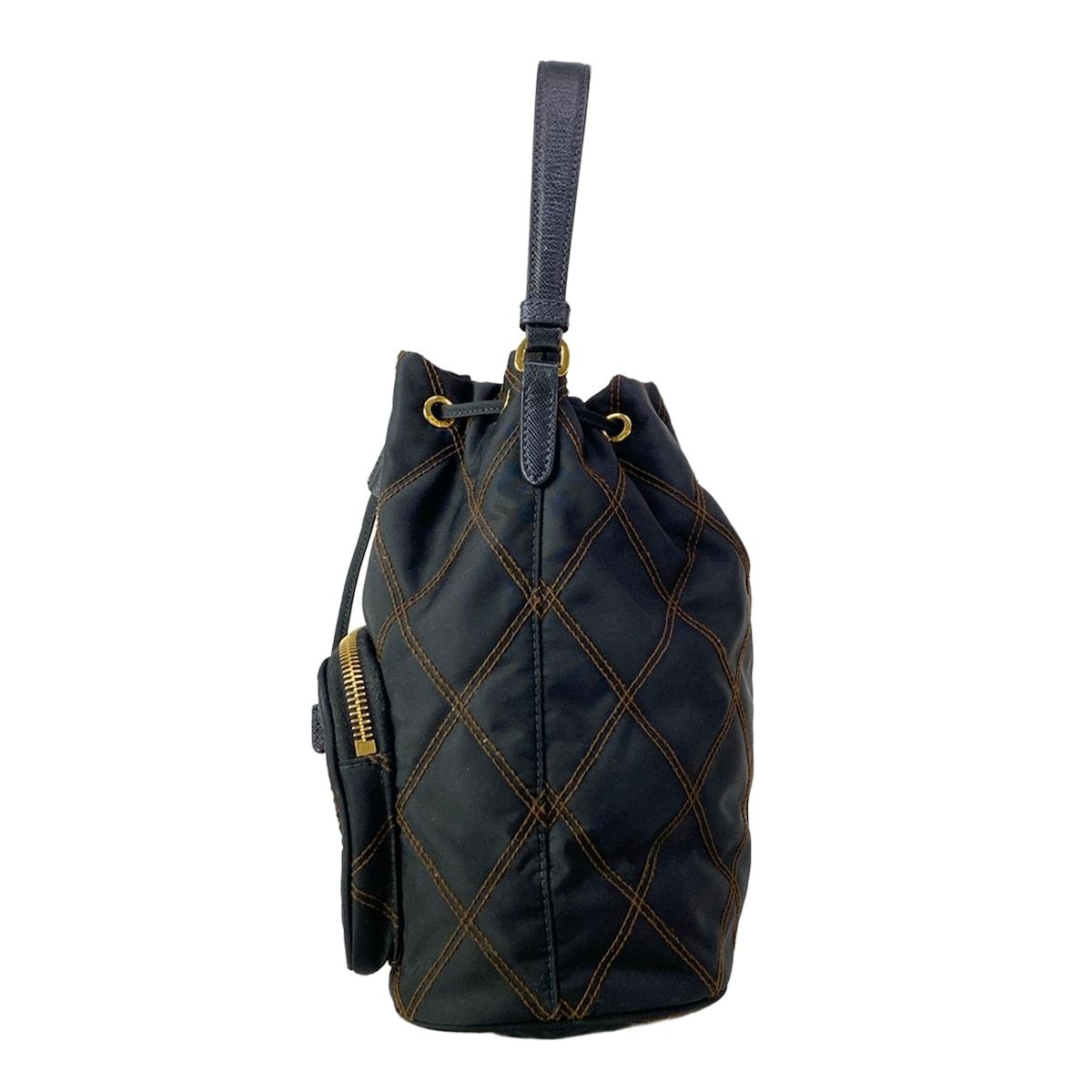 Prada Handbag Duet Black Brown Quilted Drawstring Leather — view 4