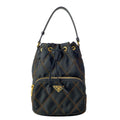 Prada Handbag Duet Black Brown Quilted Drawstring Leather