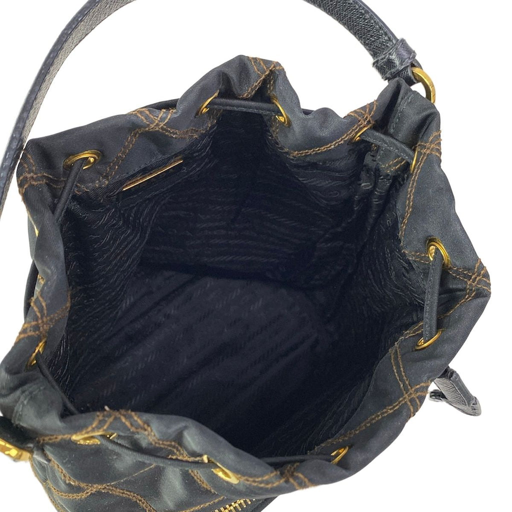 Prada Handbag Duet Black Brown Quilted Drawstring Leather — view 7