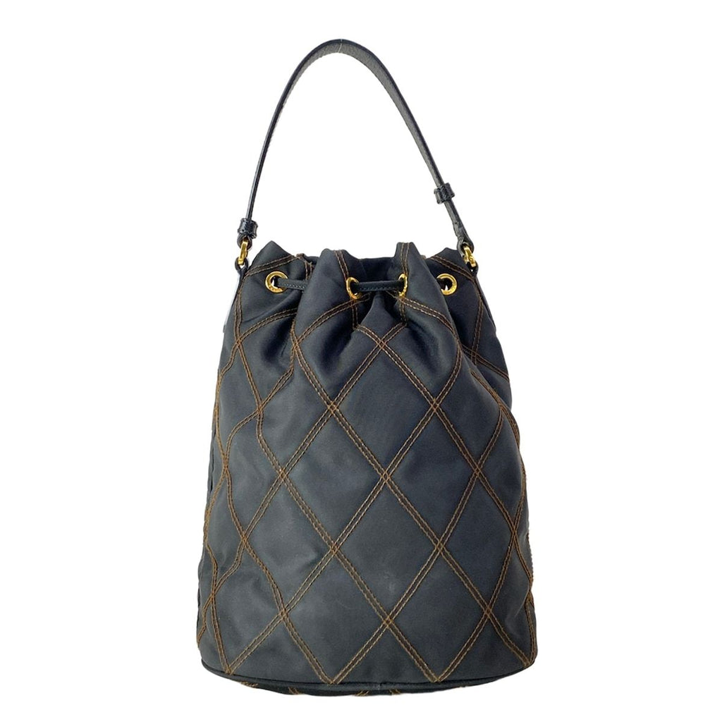 Prada Handbag Duet Black Brown Quilted Drawstring Leather — view 3