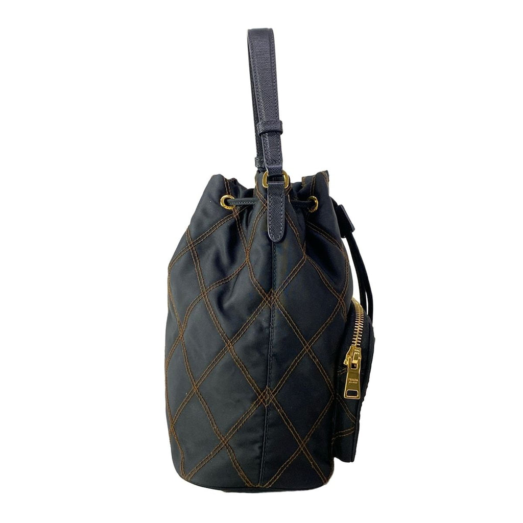 Prada Handbag Duet Black Brown Quilted Drawstring Leather — view 2