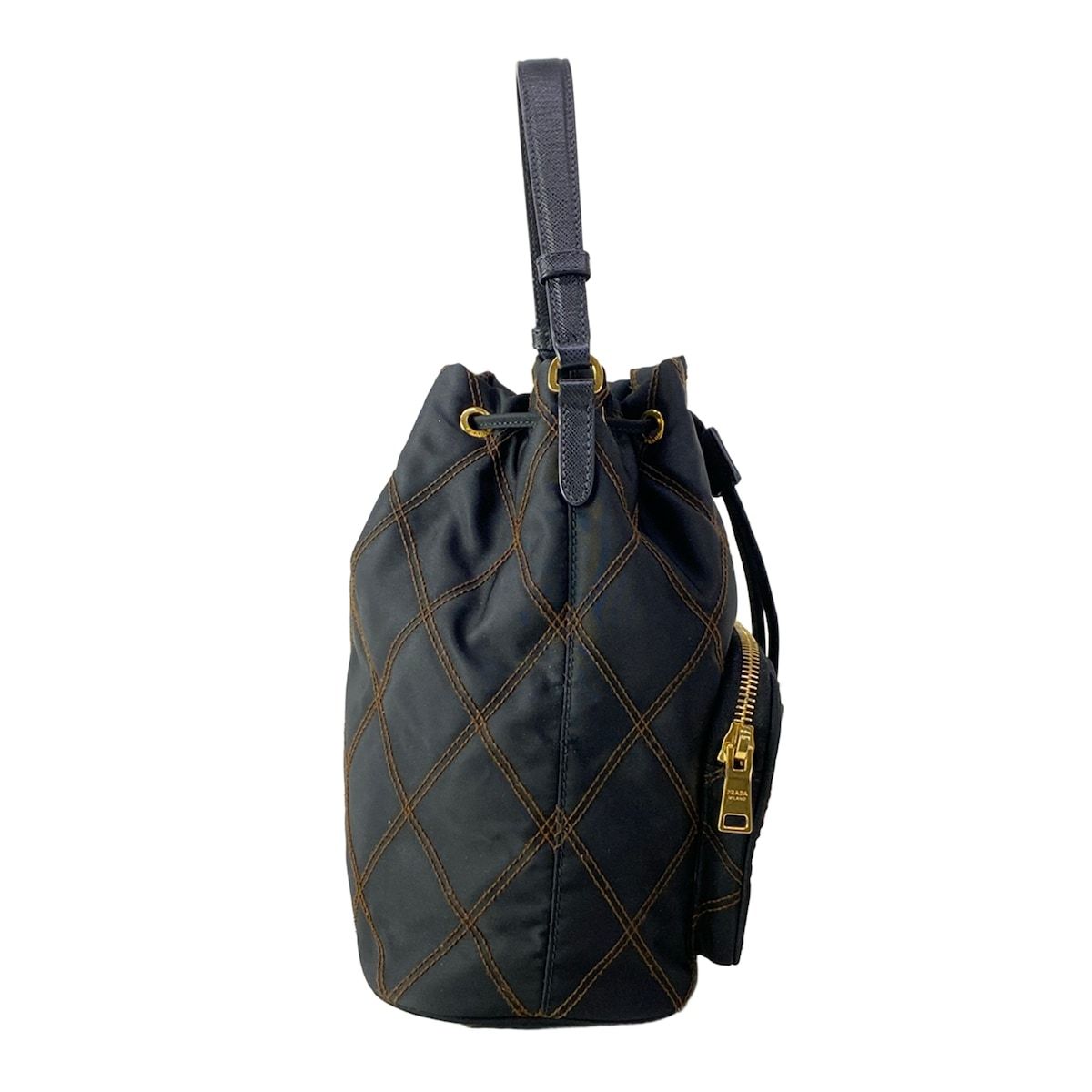 Prada Handbag Duet Black Brown Quilted Drawstring Leather — view 2