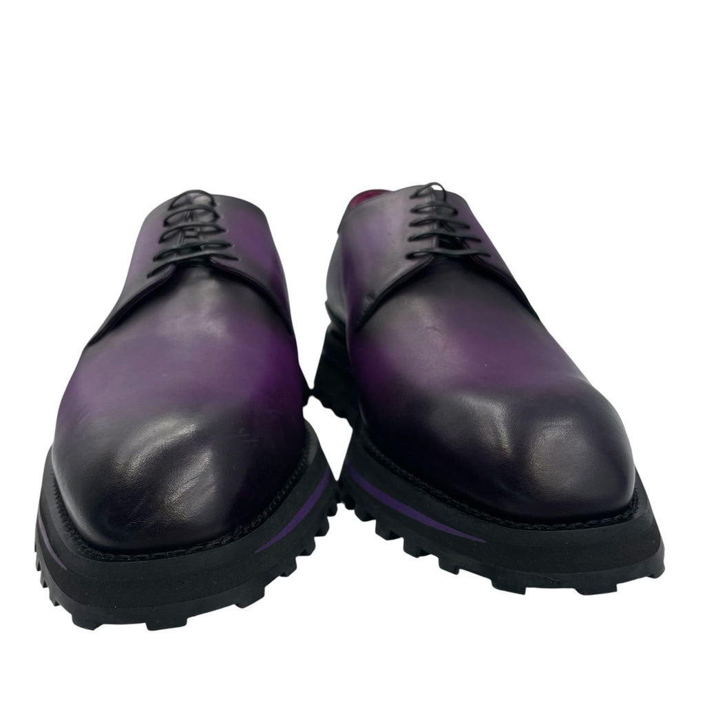 Louis Vuitton Kong Line Plain Toe Derby Shoes Leather Purple Gradation 6.5 — view 5