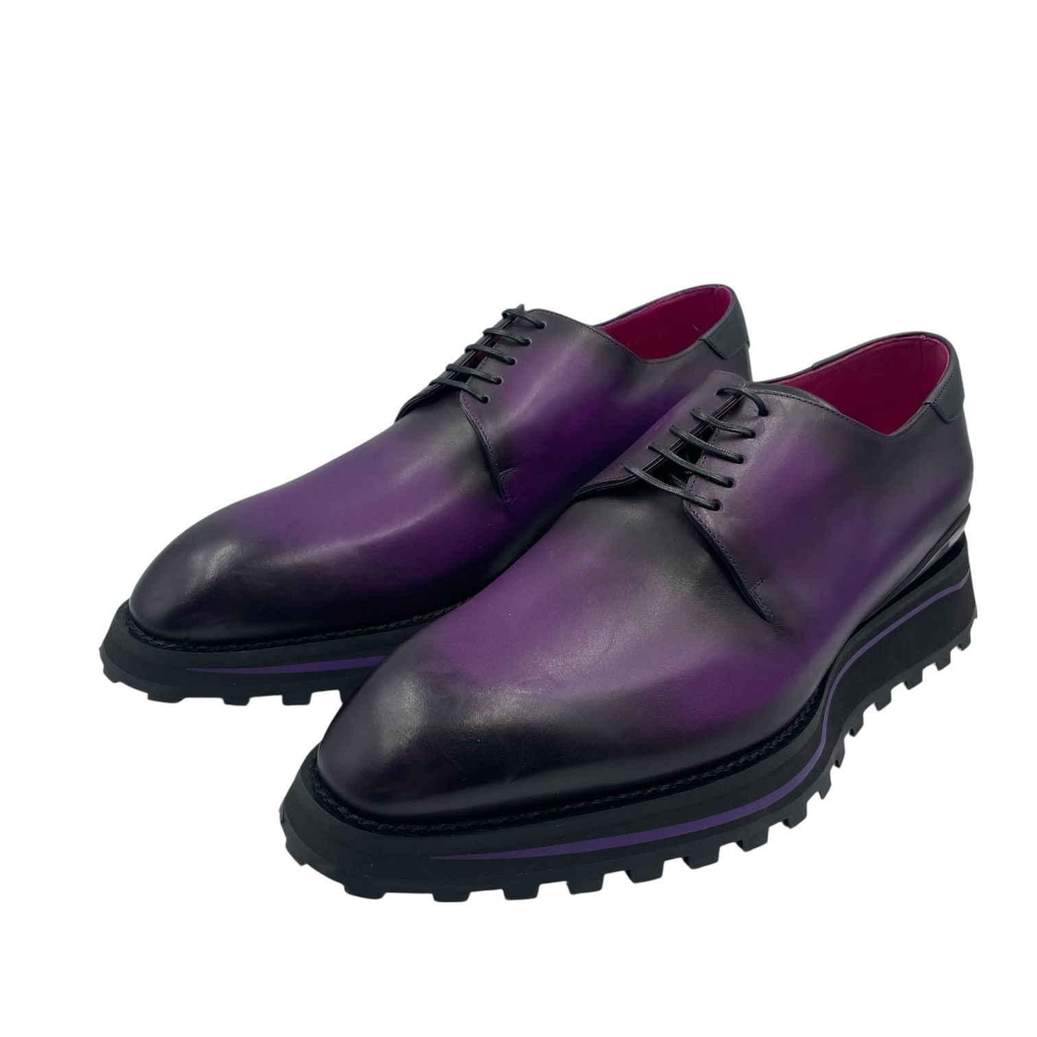 Louis Vuitton Kong Line Plain Toe Derby Shoes Leather Purple Gradation 6.5