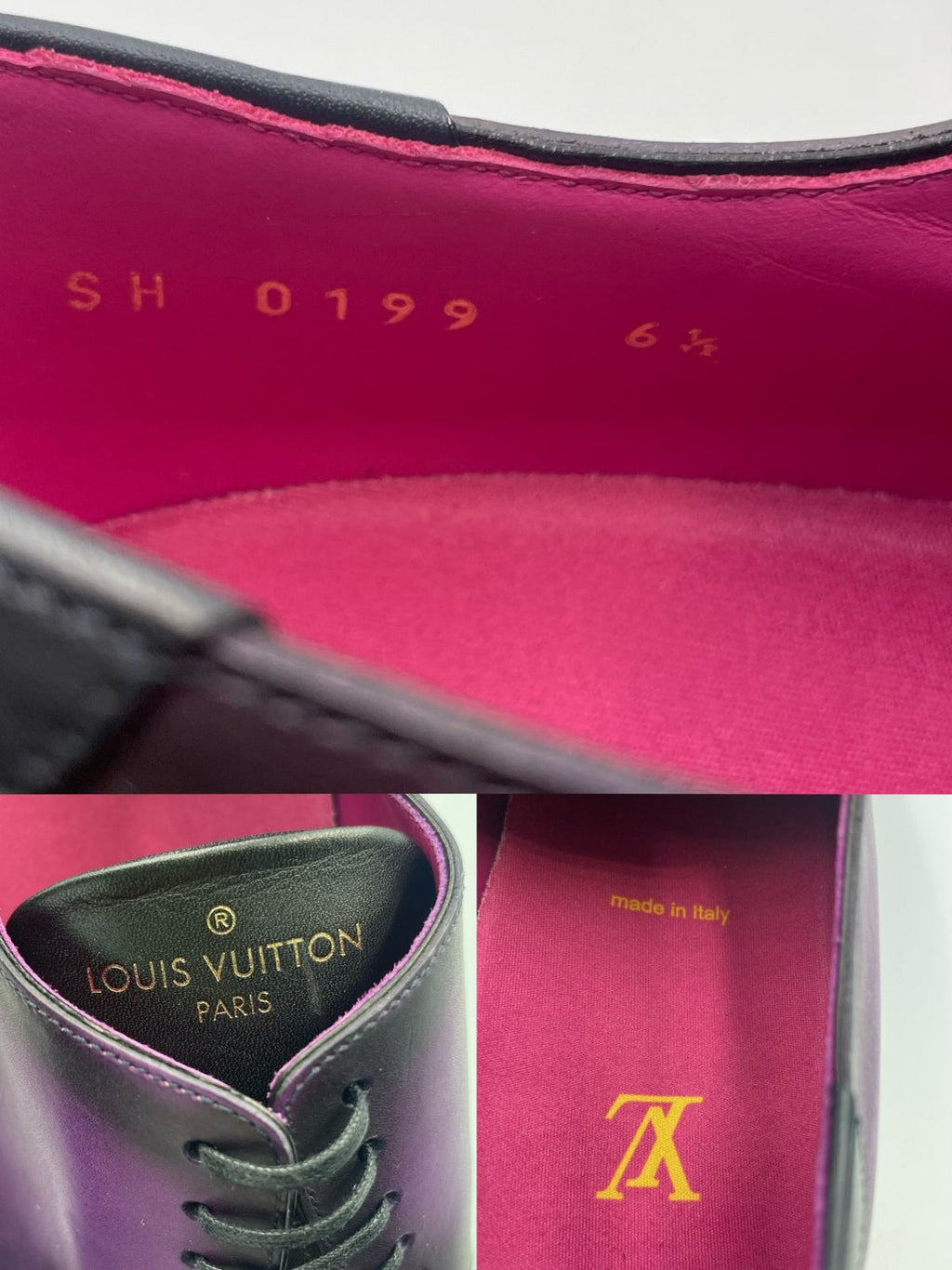 Louis Vuitton Kong Line Plain Toe Derby Shoes Leather Purple Gradation 6.5 — view 8