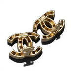 Chanel Gold Rhinestone CC Logo Earrings — view 4