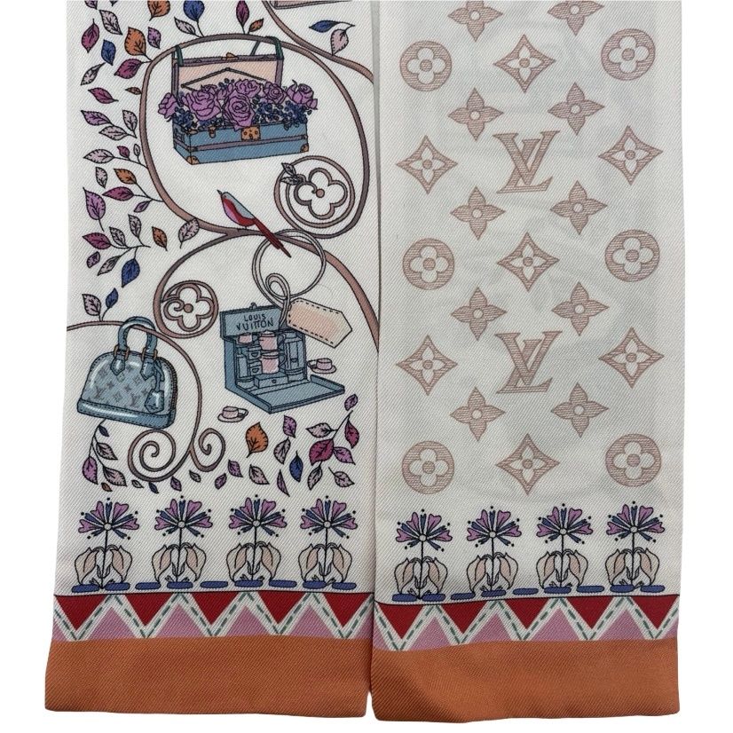 Louis Vuitton Monogram Tree Obui Reversible Scarf Twill Bandeau Pink — view 3
