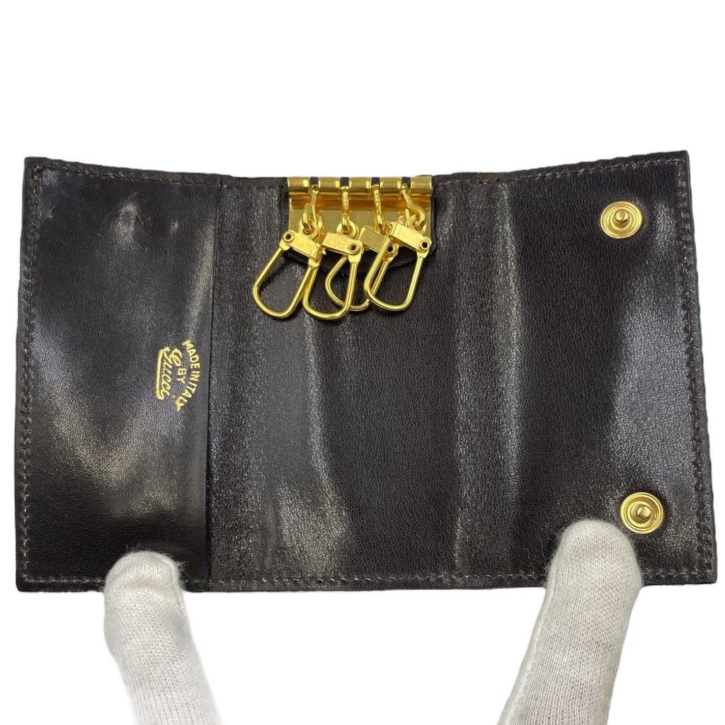 Gucci Key Case GG Logo Leather Black Key Holder — view 3