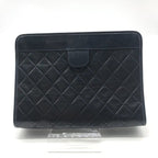 Chanel CC Logo Mini Quilted Lambskin Clutch Navy Purse — view 3