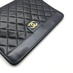 Chanel CC Logo Mini Quilted Lambskin Clutch Navy Purse — view 7