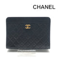 Chanel CC Logo Mini Quilted Lambskin Clutch Navy Purse