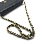 Chanel CC Logo Mini Quilted Lambskin Chain Shoulder Bag Push Lock Black — view 7
