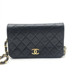 Chanel CC Logo Mini Quilted Lambskin Chain Shoulder Bag Push Lock Black — view 2