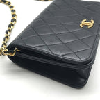 Chanel CC Logo Mini Quilted Lambskin Chain Shoulder Bag Push Lock Black — view 5