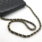 Chanel CC Logo Mini Quilted Lambskin Chain Shoulder Bag Push Lock Black — view 7