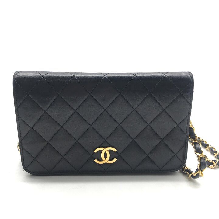 Chanel CC Logo Mini Quilted Lambskin Chain Shoulder Bag Push Lock Black — view 2