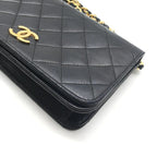 Chanel CC Logo Mini Quilted Lambskin Chain Shoulder Bag Push Lock Black — view 6