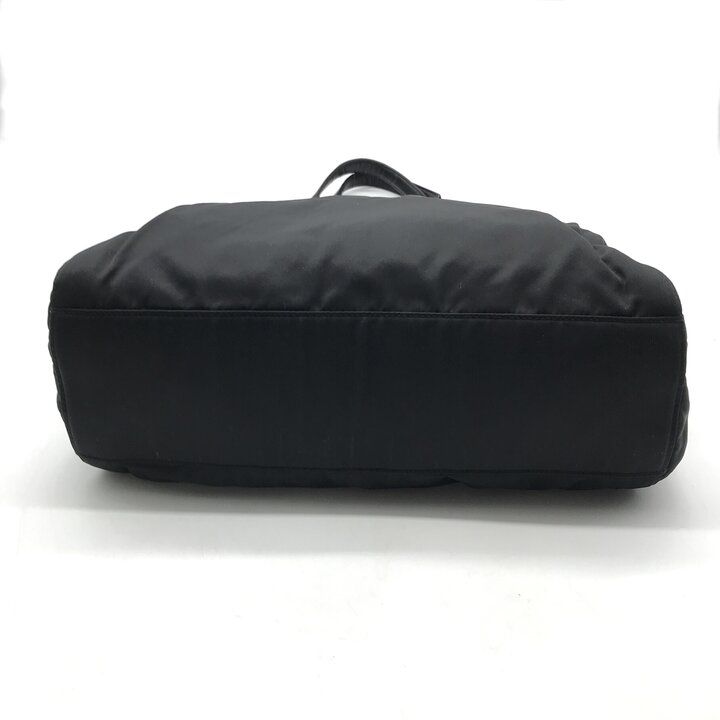 Prada Triangle Logo Nylon Tessuto Chain Shoulder Tote Black Purse — view 4