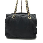 Prada Triangle Logo Nylon Tessuto Chain Shoulder Tote Black Purse — view 3