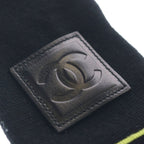 Chanel Sports Line CC Logo Leather Patch Knit Gloves Black — view 5