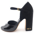 Louis Vuitton Donna Line Patent Suede Combination Sandals Shoes Black