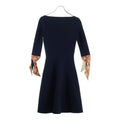 Dior Sleeve Scarf Cut Replacement Wool Knit Dress Navy