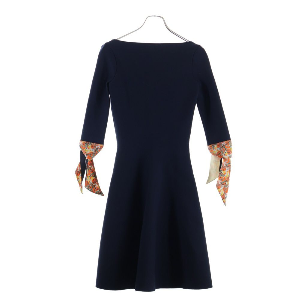 Dior Sleeve Scarf Cut Replacement Wool Knit Dress Navy