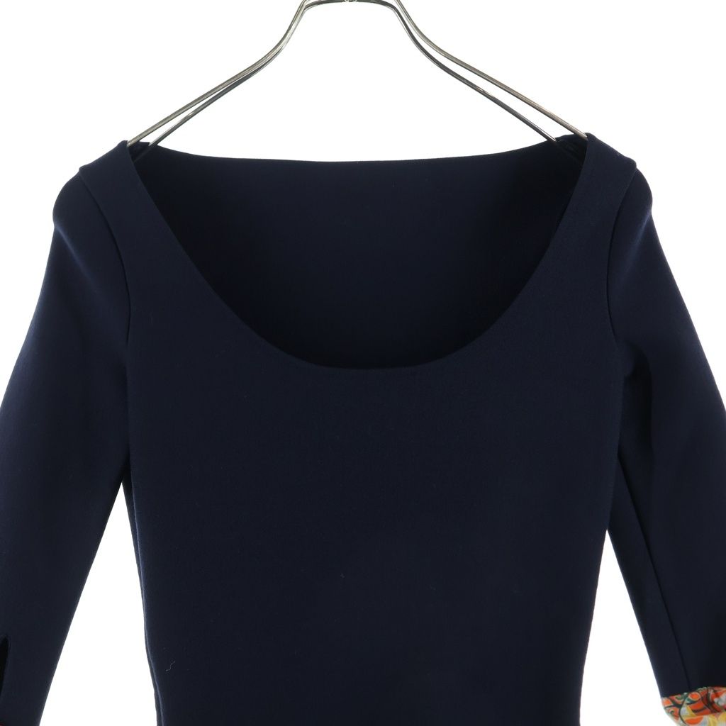 Dior Sleeve Scarf Cut Replacement Wool Knit Dress Navy — view 4