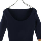 Dior Sleeve Scarf Cut Replacement Wool Knit Dress Navy — view 4
