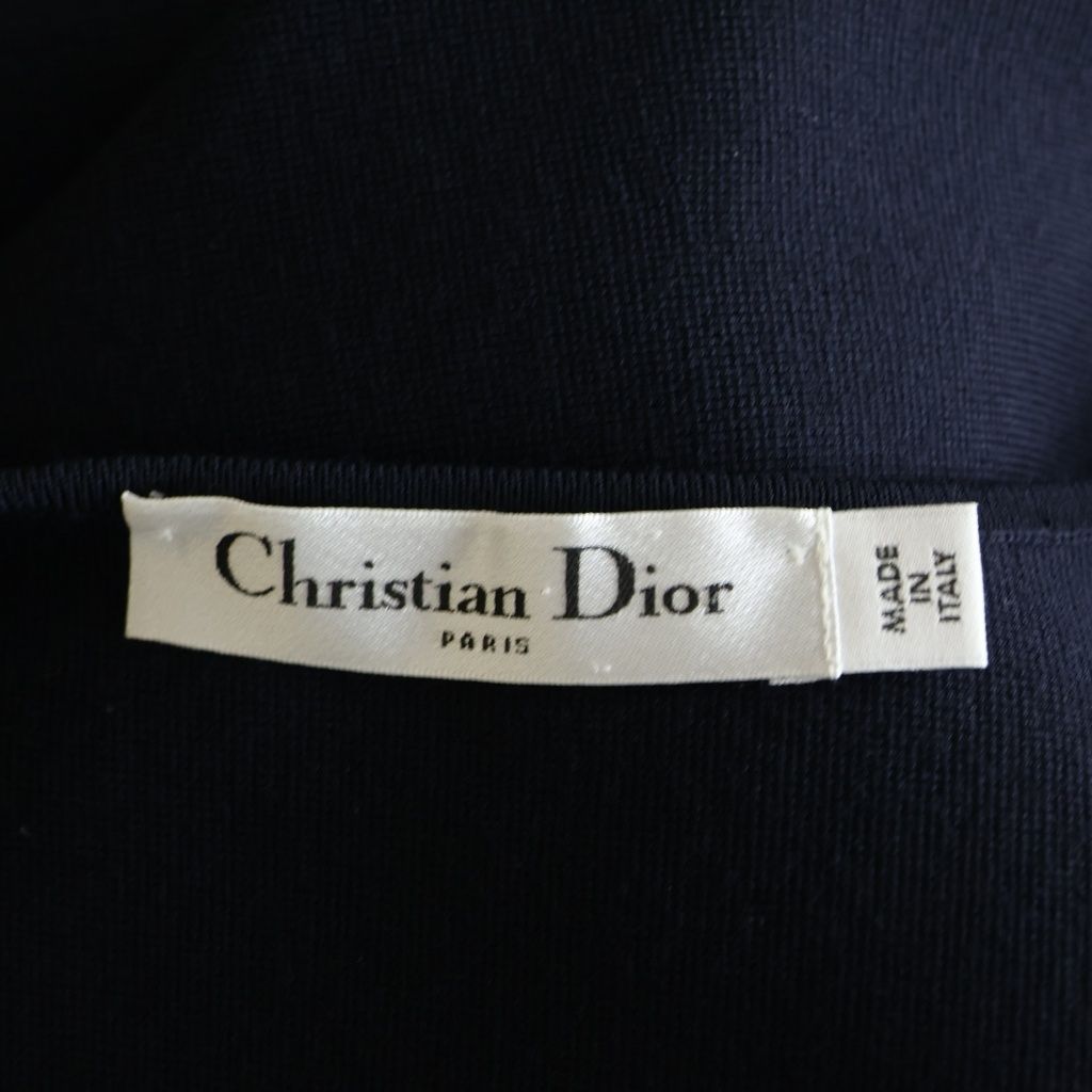 Dior Sleeve Scarf Cut Replacement Wool Knit Dress Navy — view 7