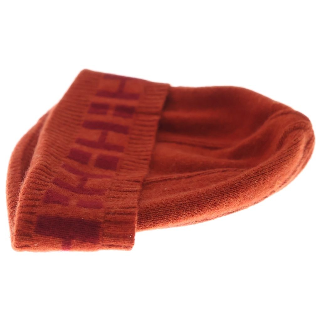Hermes Logo Cashmere Knit Hat Beanie Orange — view 3