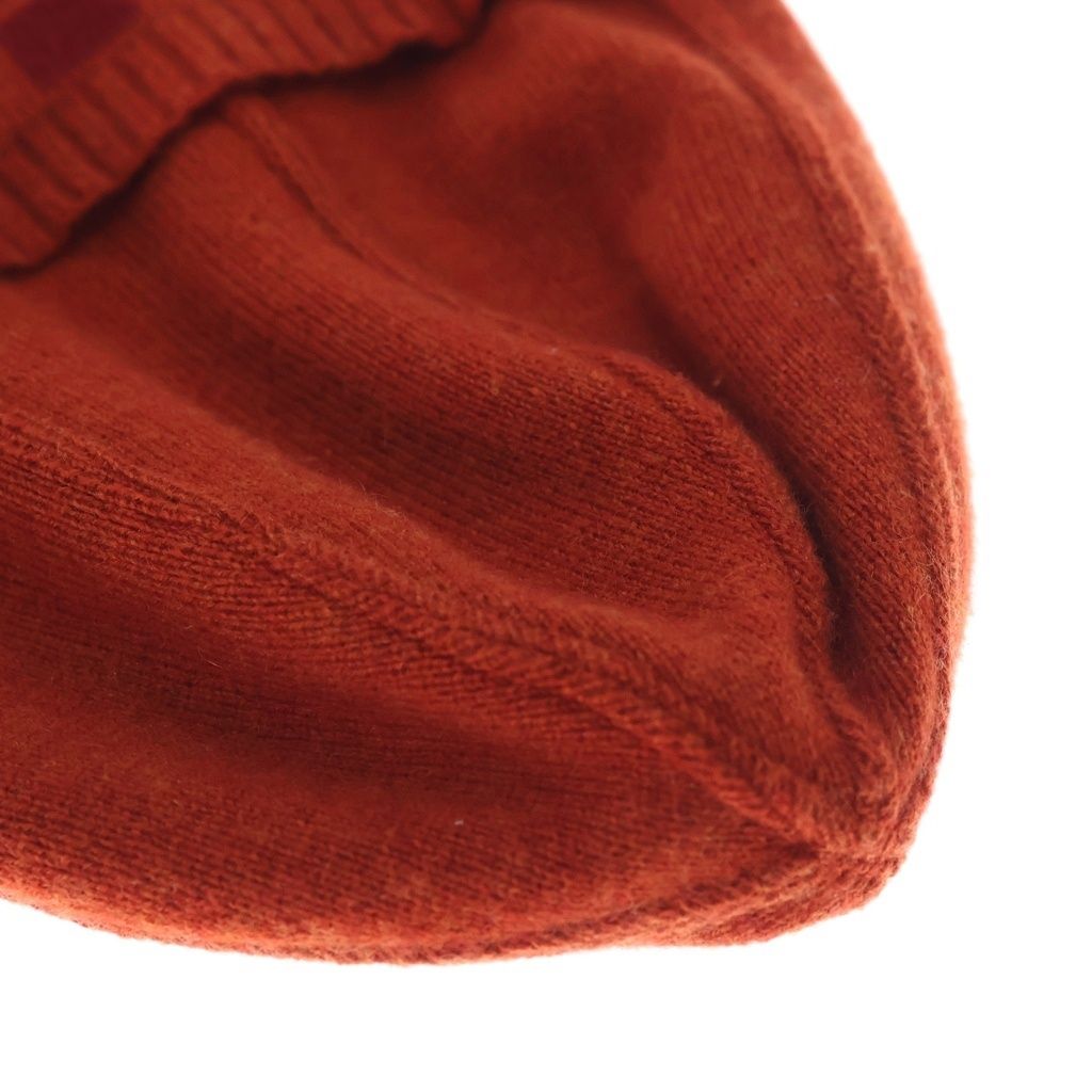 Hermes Logo Cashmere Knit Hat Beanie Orange — view 6